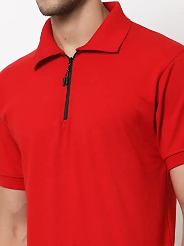 Image of UZARUS Men's Solid Cotton Regular Fit Polo T-Shirt