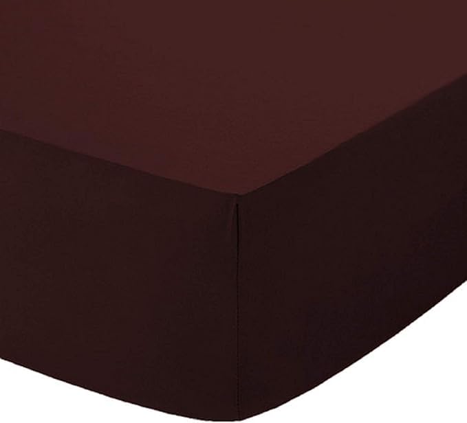 Home Harmony Percale 4ft Small Double Fitted Sheet, Plain Dyed Easy Iron Extra Deep 16" (40cm) (Chocolate)