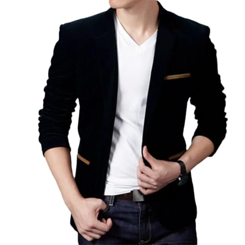 Men Corduroy Blazer Jacket Autumn Spring Slim Casual Suit for Business Streetwear