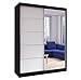 Fabryka Mebli Idźczak Schiebetürenschrank, eleganter Kleiderschrank Schrank Garderobe Spiegel Vista 05, Schlafzimmer- Wohnzimmerschrank Schiebetüren Modern Design (Schwarz/Weiß)