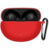 Latali Silicone Case Compatible with Oneplus Buds Nord 3 | 3 Pro (2024) Protective Soft Silicone 360° Full Protection Dust-Proof Shockproof Case Cover with Hook (Cover Only) (Red)