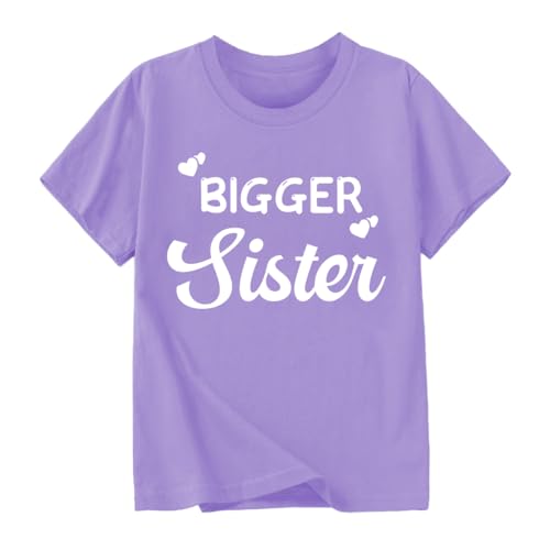 Image of Biggest /Bigger /Big Sister Shirt for Toddler Girls Cotton Short Sleeve Tshirts Announcement Outfits 2-10 Years