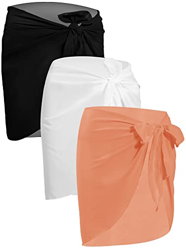 themilestocks TMS - Pareo de playa para mujer, pareo de gasa para cubrir traje de baño, Negro, blanco, melocotón, Talla única