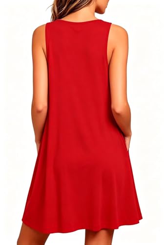 Image of Roshop Womens Juneteenth Flag Sleeveless Dress 4th of July Patriotic Swing Sundress with Pockets