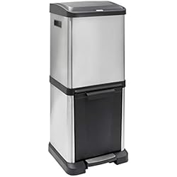 Arregui Cubo Basura Arregui Binary CR705-34L Cubo de Basura y Reciclaje de Acero Inoxidable de 2 Cubos Verticales, INOX