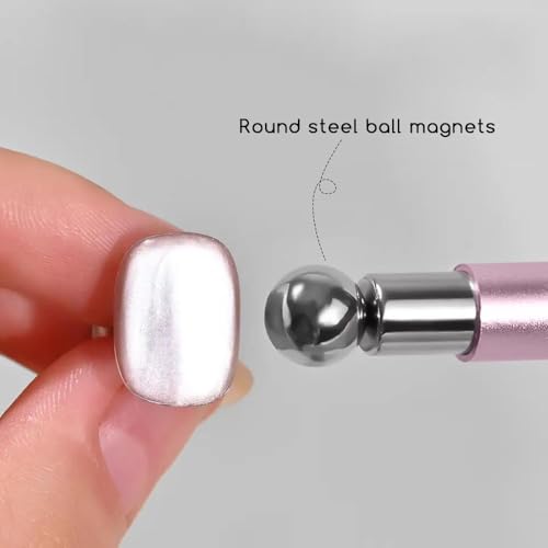 Image of THR3E STROKES Essentials Cat Eye Magnetic for Nails Double-Head Nail Magnet Sturdy Cat Eye Magnet for Nails with Round Magnetic Bead Multifunctional Magnet for Cat Eye Gel Polish Home DIY (BALL MAGNET) (PINK)