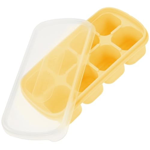 Cubitera cuadrada de silicona amarilla con tapa