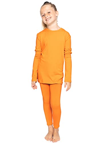 Image of STRETCH IS COMFORT Girls 2 Piece Hoodie Short Sleeve Long Sleeve Crew Neck Top and Leggings Set Kids Thermals Underwear Set