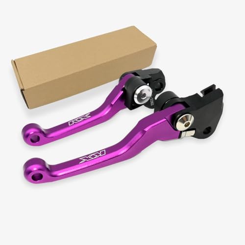 Dirt Bike CNC Pivot Black Brake Clutch Levers Adjustable Compatible with KX125 2000-2008 | KX250 2000-2008 (Purple, KX125 2000-2005 | KX250 2000-2004)