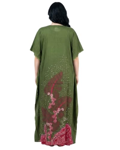 Image of Oussum Women Polyester Casual Long Plus Size Beach Caftan Cover Up Maxi Dress 1X-3X Summer Kaftan Dresses for Women