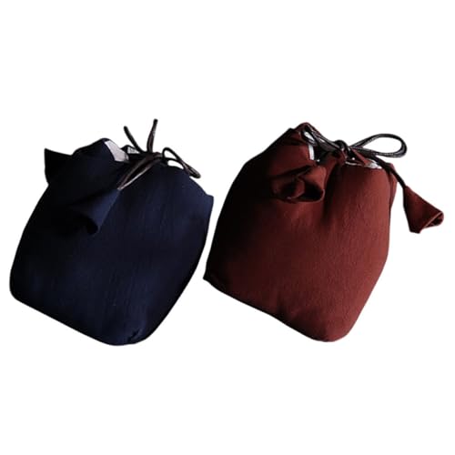 NUOBESTY Sachets de Rangement pour Tasses à Thé Lot de 2 en Tissu Fait Main Adaptés au Rangement de Bijoux et Jouets pour Garçon et Filles en Voyage Couleur Aléatoire