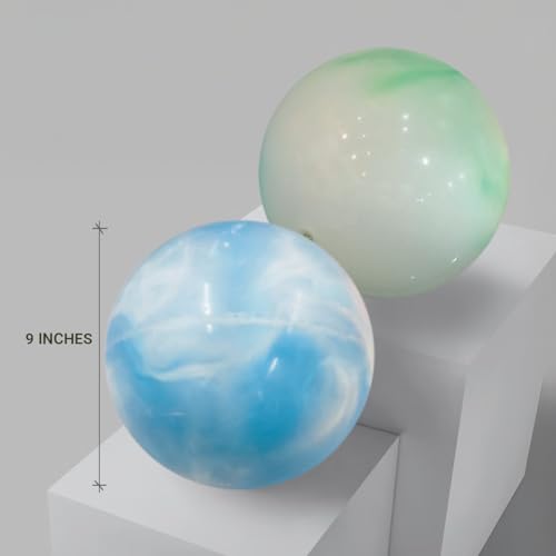 Image of GENIE'S Toy Bus 9-Inch Marble Play Ball | Interactive | for Pool, Beach & Garden | Perfect for Outdoor & Indoor Play | PVC Ball for Kids & Adults I Pack of 2 (Multicolor)
