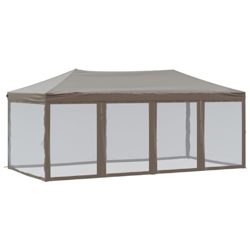 vidaXL Tente de Réception Pliable avec Parois Belvédère de Camping Pavillon d'Extérieur Tonnelle de Jardin Chapiteau Patio Taupe 3x6 m