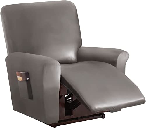 Konsilsa Stretch PU Leather Recliner Cover, 1 Seater Recliner Chair Covers, Non Slip with Side Pocket Electric Recliner Cover (Color : B)
