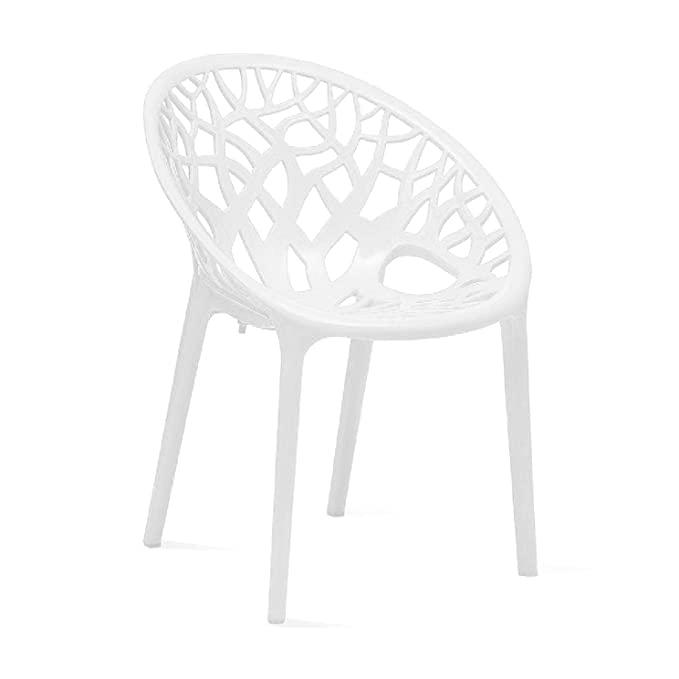 Image of SkyGlamour Neelkamal Crystal Plastic Chair | Chairs for Living Room, Garden, Patio Durable Indoor & Outdoor |Plastic Chair Set of 2, Colour: White