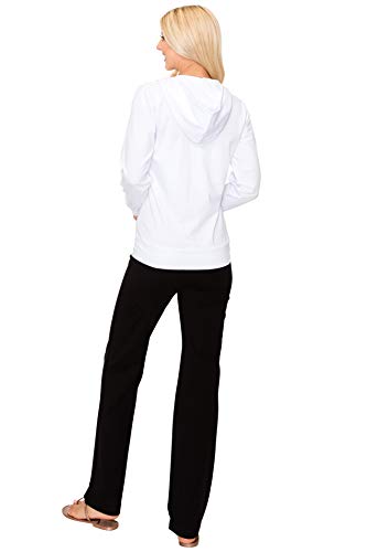 Ettellut Lightweight Comfy Cotton Casual Active Full Zip-Up Plain Hoodie Jacket For Women White L #TOP5