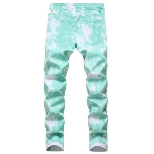 XYGJZ Men's Casual Slim Fit Printed Jeans Stretch Skinny Straight Leg Denim Pants2
