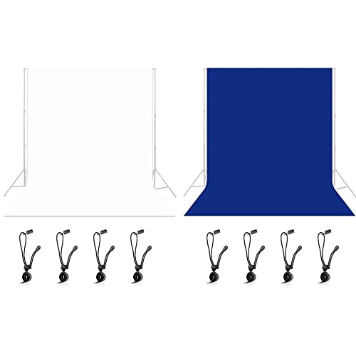 Lidlife 10 x 10 ft Blue Backdrop, Blue Backdrop for Photography, 10 ft White Backdrop Background with 4 Backdrop Clip, White Photo Backdrop for Photoshoot, Wrinkle-Resistant Photography Backdrop for V