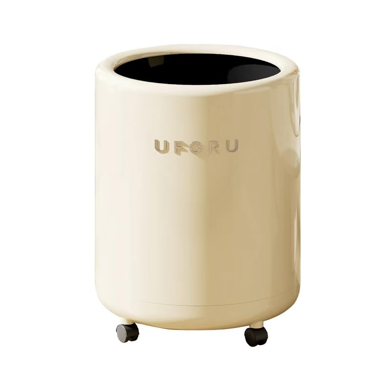 Caneca redonda con ruedas sin tapa color crema