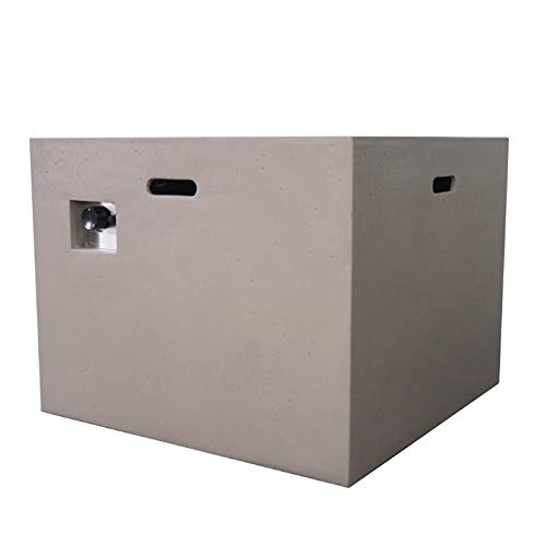 Leo Outdoor 31" Square Light Weight Concrete Gas Burning Fire Pit, Light Gray #TOP14