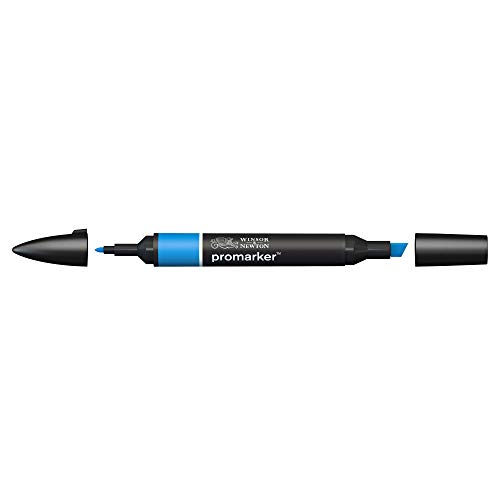 Image of Winsor & Newton Promarker, Alcohol Based Markers, Azure (B346), Double Tipped Drawing Marker Set for Artists, Graphic Designers, Illustrators - Chisel & Fine Twin Tip, Streak Free Coverage