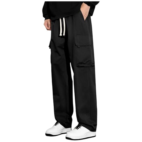 Cargo Work Pants for Men Relaxed Fit Loose Wide Leg Sweatpants with Pockets Elastic Wasit Y2K Streetwear Buttoms