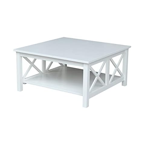 IC International Concepts Square Coffee Table, White Cover