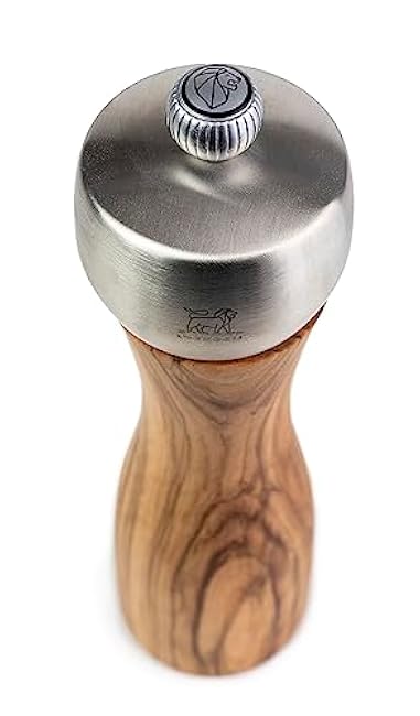 Peugeot - Fidji Manual Pepper Mill - Adjustable Grinder - Olive Wood and Stainless Steel, Natural, 6 Inch