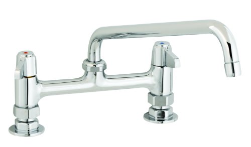Black Friday 🔥 T&S Brass 5F-8DLX12 Deck Mount Faucet with 8-Inch Centers and 12-Inch Spout
