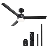 VONLUCE Ceiling Fans with Lights, 52 Inch Modern Ceiling Fan and Remote, 6 Speed Reversible Quiet DC Motor, Ceiling Fan for Bedroom Patio, Indoor & Outdoor, Black