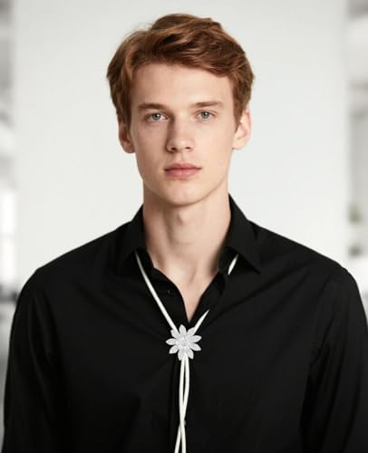 Image of PEARLY JUN Bolo Tie for Men Women Rhinestone Bling Western Cowboy Brown Leather Country Style String Wear Shirt Vest