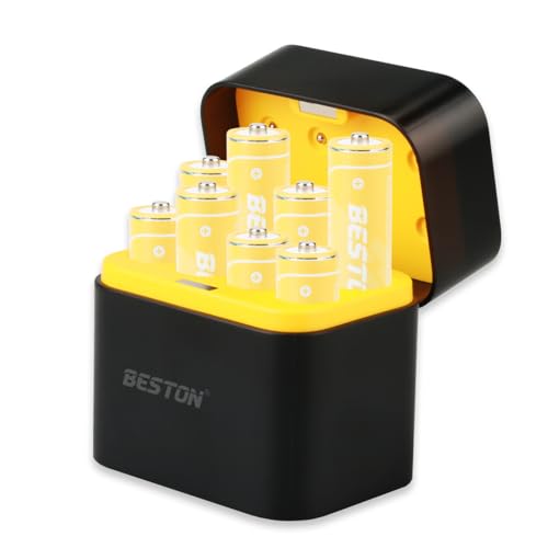 Wiby Caricabatterie + Slot Magnetico con 8 Batterie AA 1,5 V al Litio 2400mAh (Incluse) | Tensione Costante 1,5 V | Ricarica Rapida USB-C | IP68 | BMS Integrato & Protezioni Multiple