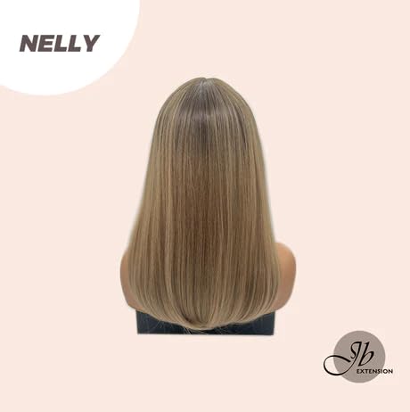 Miniatura 6 de NELLY - Peluca de cabello lacio con flequillo completo, sin pegamento, para mujer, pelucas sintéticas naturales para uso diario (pelucas de cabello