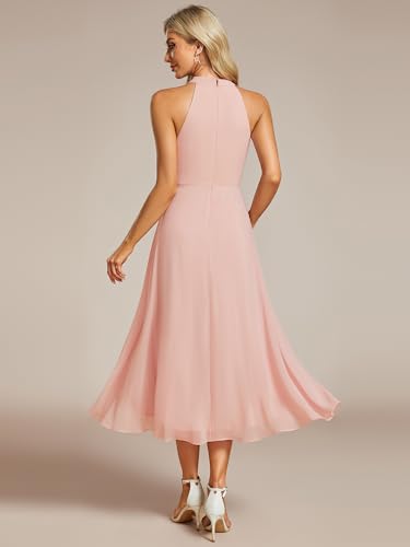 Image of Ever-Pretty Women's Halter Chiffon Midi Cocktail Wedding Guest Dress