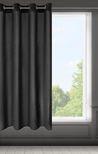 Eurofirany RITA Smooth Plain Modern Curtain with Eyelets - 1 Unit, Bedroom, Living Room, Lounge, Kitchen, 140g m/2, W55 x L69, Black - Image 4