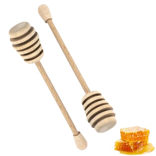 PARENCE.- Set de 2 Cucharas de Miel de Madera - 17,5 cm - Prácticas y Versátiles Batidoras de Miel - Natural, 2 Piezas
