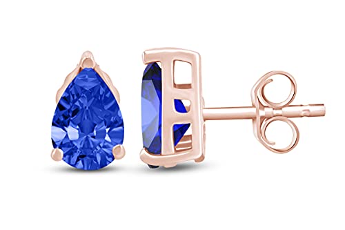 Pear Shape Stud Earrings In 14K Rose Gold Over Sterling Silver (2 Ct)