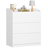 Hzuaneri Commode, Commode à 3 Tiroirs, Meuble de Rangement, Casier avec Rambarde Supérieure, Style Moderne, Convient pour Le Salon et la Chambre, 40 x 70 x 86 cm, Blanc DC32703X