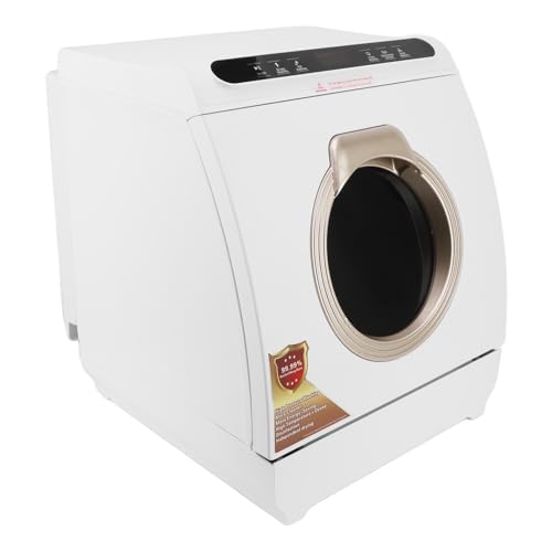 كريفوكت غسالة صحون صغيرة محمولة، نافذة بانورامية كبيرة مرئية سعة 8 اشخاص، QLK T03 صغيرة الحجم توضع على سطح الطاولة لوضع اختيار غسالة الصحون للسكن الجامعي للقوارب (قابس بريطاني 220 فولت)