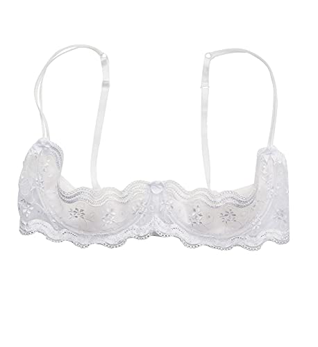 Shirley of Hollywood Plus Size Scalloped Embroidery Shelf Bra (331), Size 38, Black