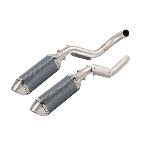 排気部 に適合するホンダ VTR1000F ファイアーストーム 1997-2006 2005 2004 2003 2002 2001 オートバイ ステンレススチール マフラー スリップオン エキゾースト ミッドリンクパイプ サイレンサー付き(Gray)