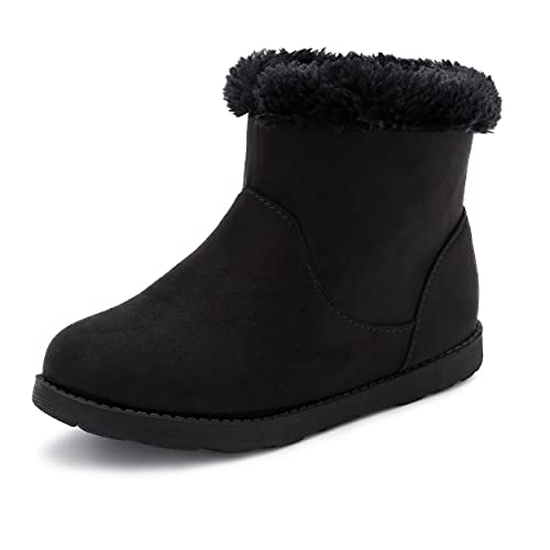 festooning Girls & Toddler' Faux Fur Shearling Style Boots, Girls Warm Winter Flat Non-Slip Zip Snow Boots for Indoor Outdoor(Toddler/Little Kid/Big Kid)