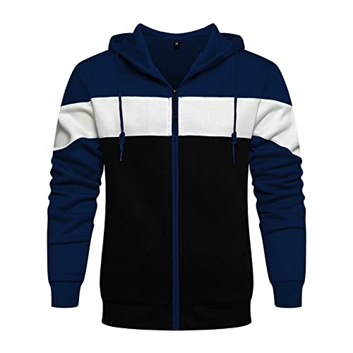 Mens Long Sleeve T Shirts Mens Casual Slim Fit Long Sleeve Lightweight Zip-Up Hoodie With Kanga Pocket Uqwi9 Blue #TOP1