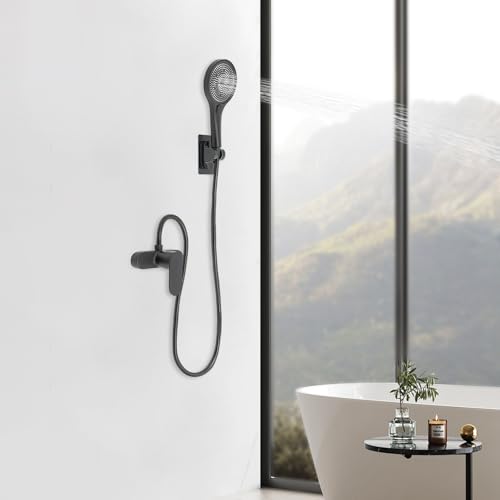 Pommeau de douche salle de bain avec tuyau flexible et support de fixation - 3