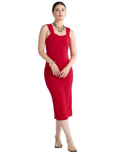 Image of Selvia Women's Calf Length Western Dress Stylish, Lycra Bodycon Dress for Woman Stylish
