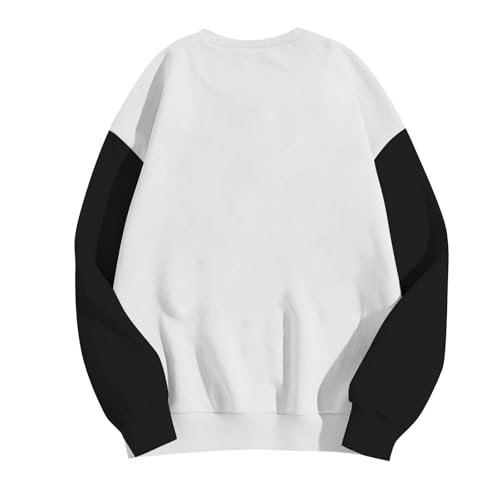 Crewneck Sweatshirts Women Cute Color Block Long Sleeve Fleece Pullover Oversized Ragan Shirt Teen Girls Fall Sweater4