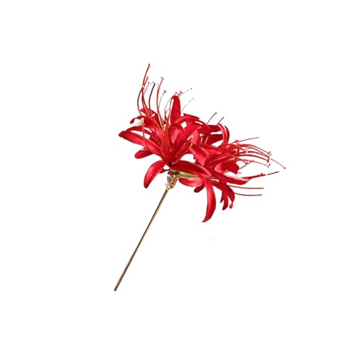 Image of Lycoris Radiata Hair Stick,Red Spider Lily Hair Pin Chinese Japanese Hair Styling Pin Handmade Realistic Flower Hairpin Oriental Hair Accessories for Bridal Wedding Party Cosplay Decorations
