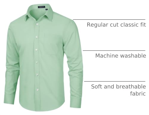 Image of HISDERN Mens Dress Shirts Long Sleeve Button Down Casual Shirts for Men Inner Contrast Formal Business Tuxedo Wedding Shirt