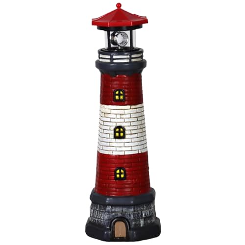 Rachlicy Lampe solaire de phare 15 lampes de jardin solaires en résine étanche hauteur avec lampe phare style LED rotative à 360 degrés pour les...