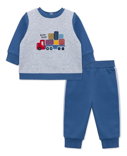 Little Me Clothes for Baby Boys' Truck Active Set, Dutch Blue, 3 Months
